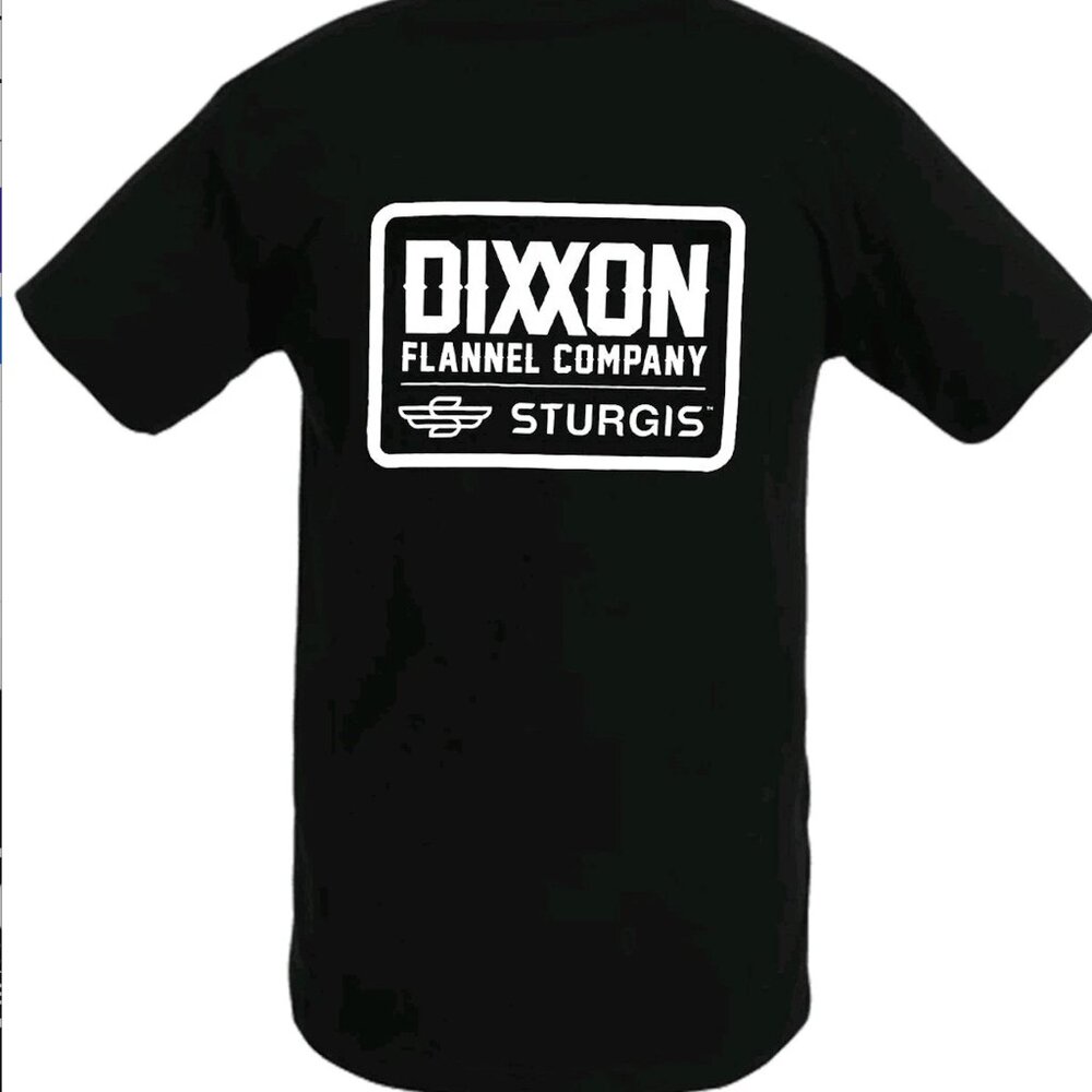 DIXXON flannel Sturgis Badge T-Shirt Men's 2X Black SS Graphic USA Motorcycle